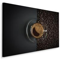Karo-art Schilderij - Espresso en Koffiebonen, Premium print