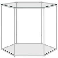 vidaXL Couchtisch Silbern 60x53x50 cm Edelstahl und Glas 