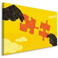 Karo-art Schilderij - Als de puzzel maar klopt, premium print, Rood/geel