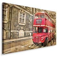 Karo-art Schilderij - Dubbeldekker, Londen Engeland, Premium Print op Canvas