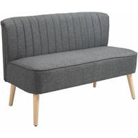HOMCOM 2-zits bank stoffen bank gepolsterde bank zitmeubel hout schuimstof donkergrijs 117 x 56,5 x 77 cm