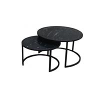 AnLi Style AnLi-Style Salontafel Nova | Set van 2 | Rond | Zwart marmer