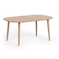 Kave Home Uitschuifbare Ovale Eettafel 'Oqui' 160 - 260 x 100cm, kleur Naturel