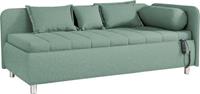 OTTO Schlafsofa »Kiana«, Liegefläche wahlweis 90/200 cm oder 100/200 cm, inklusive Bettkasten, mit Zierkissen-Set bestehend aus: 2 Stk. 40x40cm, 1 Stk. 30x30cm, 2 Stk. 65x45cm, 1x Schlumme