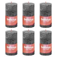 BOLSIUS Rustikale Stumpenkerzen Shine 6 Stk. 130x68 mm Sturmgrau - 