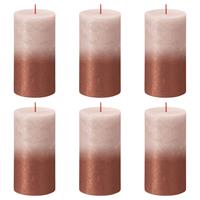 BOLSIUS Rustikale Stumpenkerzen 6 Stk. 130x68 mm Nebelrosa Bernstein - 