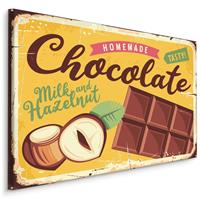 Karo-art Schilderij - Chocolade, Melk en hazelnoot, Premium Print op Canvas