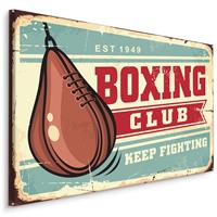 Karo-art Schilderij - Boxing Club, Keep Fighting, Premium Print op Canvas