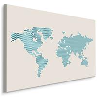 Karo-art Schilderij - De Wereld in Pixels, Wereldkaart, Premium Print
