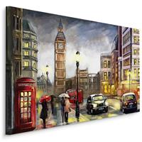 Karo-art Schilderij - Regenachtige dag in Londen, Multikleur, Premium Print