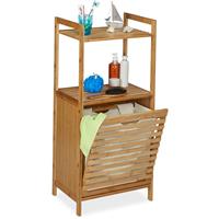 RELAXDAYS Wäscheschrank mit Wäschekorb, Bambus Badregal mit ausklappbarem Wäschesammler, HBT 100 x 45,5 x 33,5 cm, natur
