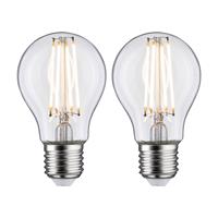 PAULMANN LICHT Paulmann 2er Pack LED Filament Birne, Ø 60 mm, 7W = 60W, E27, 806 lm, klar, Warmweiß (2700 K)