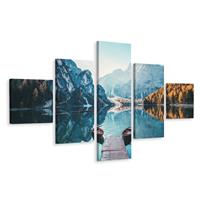 Karo-art Schilderij - Stijger naar bergmeer, 5luik, premium print