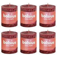 Bolsius Rustikale Stumpenkerzen Shine 6 Stk. 80x68 mm Samtrot 