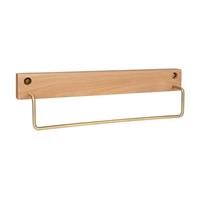 QUVIO Wand Handdoekenhouder icht Hout + Goud - 28 Cm