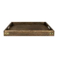 QUVIO Dienblad Decoratief Rechthoekig Met Handvaten - 36 X 24 Cm - Hout - Bruin