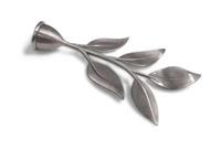 GARDINIA 2er-Set Romana Endknopf Blatt | Endstück für Ø 20 mm Gardinenstange, Silber-Satin