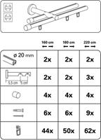 GARDINIA Gardinenstange »Gardinenstangen Set Isa 2-Lauf mit Innenlauf II Ø 20 mm«, , Ø 20 mm, 2-läufig, Fixmaß, Serie Isa