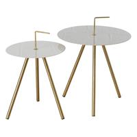 4Goodz Tobo Bijzettafel Set Van 2 Stuks Metaal 35x52/45x58 Cm - Goud