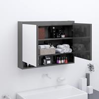 VIDAXL Bad-Spiegelschrank 80x15x60 cm MDF Glänzendes Grau