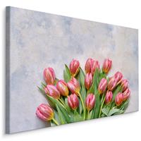 Karo-art Schilderij - Boeket roze tulpen, premium print