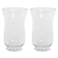 2x Stuks Trompet Vazen Glas Transparant 14,5 X 24 Cm - Vazen