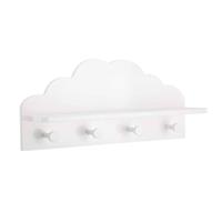 Atmosphera Kapstok kinderkamer - witte wolk - 4 haken en plank DF - 48 x 12 x 22 cm - Kapstokken