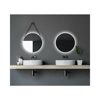TALOS White Light Badspiegel, rund, Ø 50 cm - Badezimmerspiegel - hinterleuchtete mit LED Beleuchtung in neutralweiß - weiß - Aufhängeband in