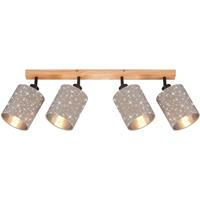 Briloner Plafondspot Stofa met sterdecoratie, taupe 4-lamps