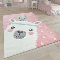 Paco Home Kinderteppich "Ela 214", rechteckig, 3D-Design, Motiv Lama, Pastell-Farben, Kinderzimmer