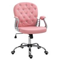 Vinsetto Ergonomischer Bürostuhl, Chefsessel, Gepolsterte Rückenlehne, Rosa, PU, 59,5 x 60,5 95-105 cm