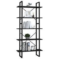 vidaXL Boekenkast met 5 schappen 80x30x175 cm spaanplaat zwart