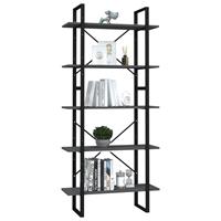 vidaXL Boekenkast met 5 schappen 80x30x175 cm spaanplaat grijs