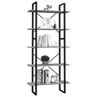 vidaXL Boekenkast met 5 schappen 80x30x175 cm spaanplaat betongrijs