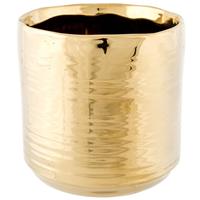 Cosy @ Home 1x Gouden Ronde Plantenpotten/bloempotten Cerchio 11 Cm Keramiek - Plantenpot/bloempot Metallic Goud - Woonaccessoires