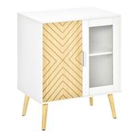 HOMCOM Nachtschrank mit einer Glastür und strukturiertem Design mehrfarbig