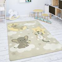 PACO HOME Kinderteppich Teppich Kinderzimmer Spielmatte Stern Wolke Mond Beige Weiß 120x160 cm