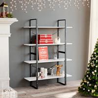 vidaXL Boekenkast met 4 schappen 100x30x140 cm spaanplaat wit