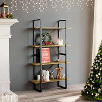 vidaXL Boekenkast met 4 schappen 80x30x140 cm massief grenenhout bruin