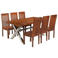 VidaXL Essgruppe 7-tlg. Akazienholz Massiv mit Palisander-Finish braun