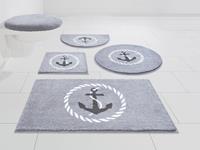 Grund Exklusiv Badematte Port Louis, Höhe 20 mm, rutschhemmend beschichtet, fußbodenheizungsgeeignet, Design mit Anker, maritim