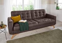 exxpo - sofa fashion 3-zitsbank Fiord comfortabel, optioneel kantelbank met bedfunctie en bedlade, houten voet