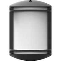 BES LED Led Tuinverlichting - Wandlamp - Achina 4 - Bewegingssensor - Kunststof Mat Zwart - E27 Fitting - Ovaal