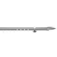 ondeco Gardinenstange auf Maß Innenlauf 20mm Patrone 2-lauf Vorhangstange Wandträger 12cm Stilgarnitur mit Gleiter für Vorhänge - Edelstahl-Optik - 210cm