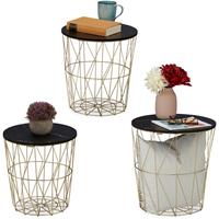 RELAXDAYS Korbtisch 3er Set, Beistelltisch Wohnzimmer, Metall & Marmoroptik, 3 
