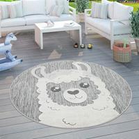 Paco Home Vloerkleed voor de kinderkamer Tweet 468 Platweefsel, reliëfeffect, motief lama, geschikt voor binnen en buiten, kinderkamer