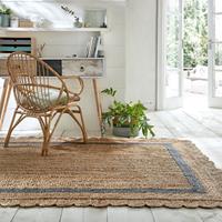 FLAIR RUGS Teppich "Grace", rechteckig, 7 mm Höhe, aus 100% Jute, fußbodenheizungsgeeignet, mit Bordüre, ideale Teppiche für Wohnzimmer, Schlafzimmer, Esszimmer, Flur & Di