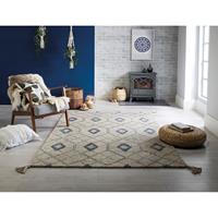 FLAIR RUGS Wollteppich "Diego", rechteckig, 40 mm Höhe, fußbodenheizungsgeeignet, aus 100% Wolle, mit Quasten, Boho Look, Ethno Muster, ideale Teppiche für Wohnzimmer, Schlafzi