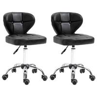 HOMCOM 2er-Set Arbeitshocker Kunstleder Dunkelgrau 72 - 87 cm