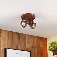 Lindby Scabra plafondspot in roestoptiek, 2-lamps